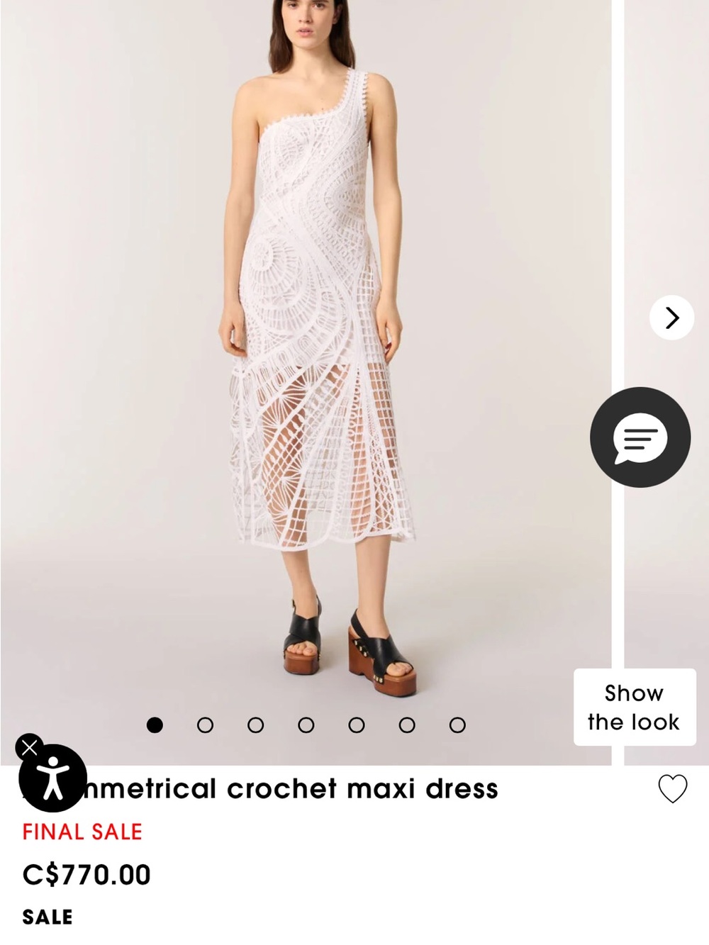 Maje White One-Shoulder Crochet Lace Midi Dress - Picture 2 of 2
